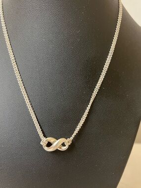 Tiffany & Co. Sterling Silver Infinity Pendant Necklace L New